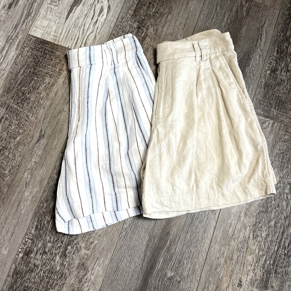 LOFT Women's Striped and Beige Shorts
